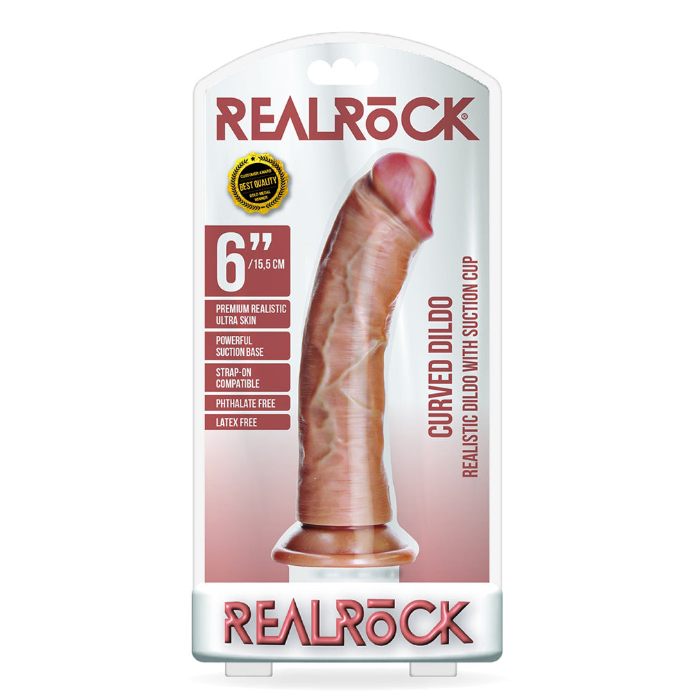 Curved Realistic Dildo Without Balls With Suction Cup 6'' Tan | 7423522626603 | Available at EroticWarehouse.com