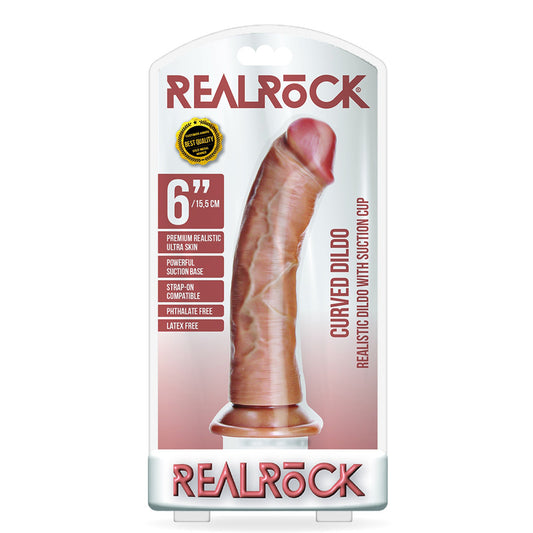 Curved Realistic Dildo Without Balls With Suction Cup 6'' Tan | 7423522626603 | Available at EroticWarehouse.com