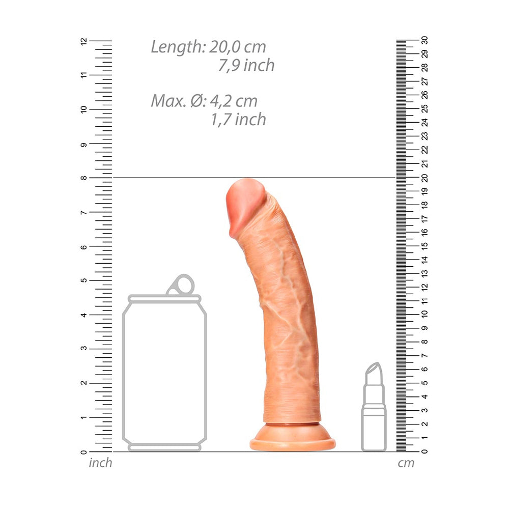 Curved Realistic Dildo Without Balls With Suction Cup 7'' Tan | 7423522626634 | Available at EroticWarehouse.com