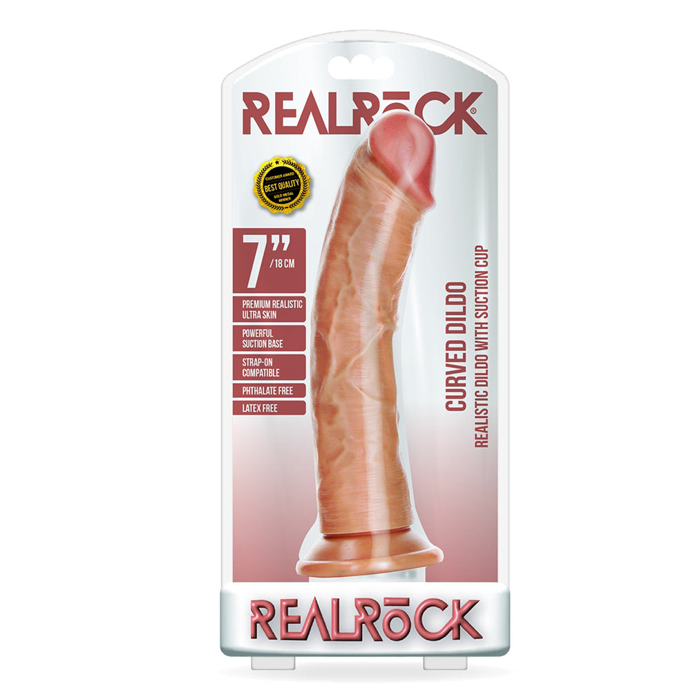 Curved Realistic Dildo Without Balls With Suction Cup 7'' Tan | 7423522626634 | Available at EroticWarehouse.com