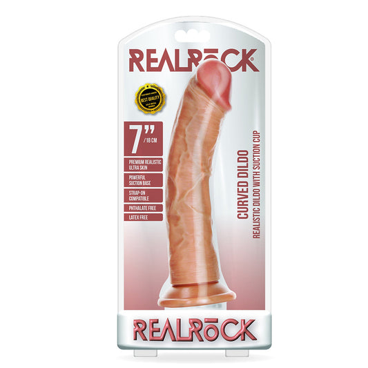 Curved Realistic Dildo Without Balls With Suction Cup 7'' Tan | 7423522626634 | Available at EroticWarehouse.com