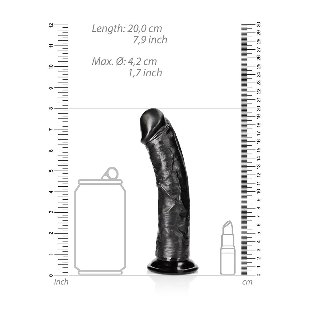 Curved Realistic Dildo Without Balls With Suction Cup 7'' Black | 7423522626641 | Available at EroticWarehouse.com