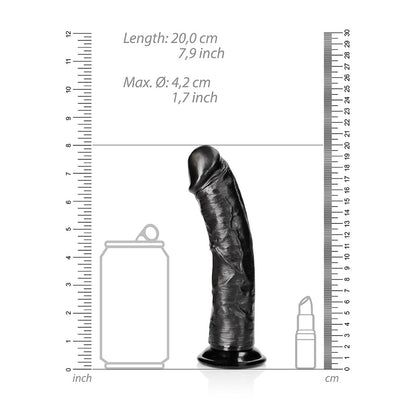 Curved Realistic Dildo Without Balls With Suction Cup 7'' Black | 7423522626641 | Available at EroticWarehouse.com