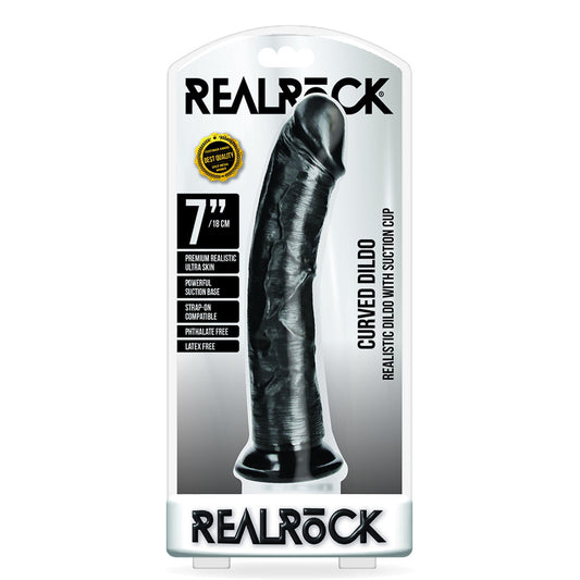 Curved Realistic Dildo Without Balls With Suction Cup 7'' Black | 7423522626641 | Available at EroticWarehouse.com