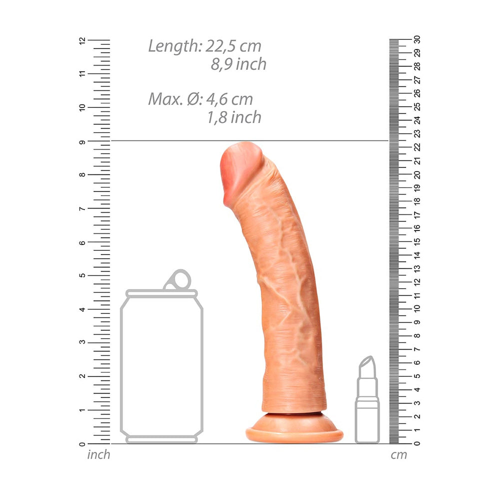Curved Realistic Dildo Without Balls With Suction Cup 8'' Tan | 7423522626665 | Available at EroticWarehouse.com