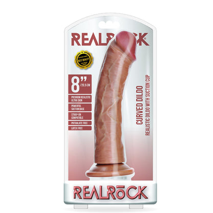 Curved Realistic Dildo Without Balls With Suction Cup 8'' Tan | 7423522626665 | Available at EroticWarehouse.com