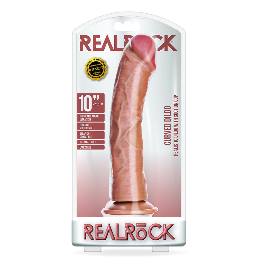 Curved Realistic Dildo Without Balls With Suction Cup 10'' Tan | 7423522627631 | Available at EroticWarehouse.com