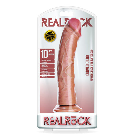 Curved Realistic Dildo Without Balls With Suction Cup 10'' Tan | 7423522627631 | Available at EroticWarehouse.com