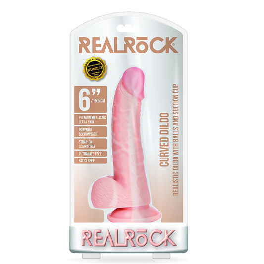 Curved Realistic Dildo With Balls And Suction Cup 6'' Flesh | 7423522627655 | Available at EroticWarehouse.com