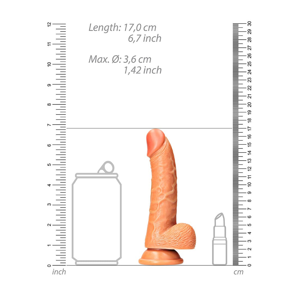 Curved Realistic Dildo With Balls And Suction Cup 6'' Tan | 7423522627662 | Available at EroticWarehouse.com