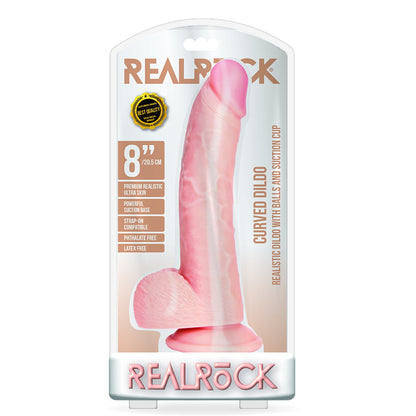 Curved Realistic Dildo With Balls And Suction Cup 8'' Flesh | 7423522628614 | Available at EroticWarehouse.com