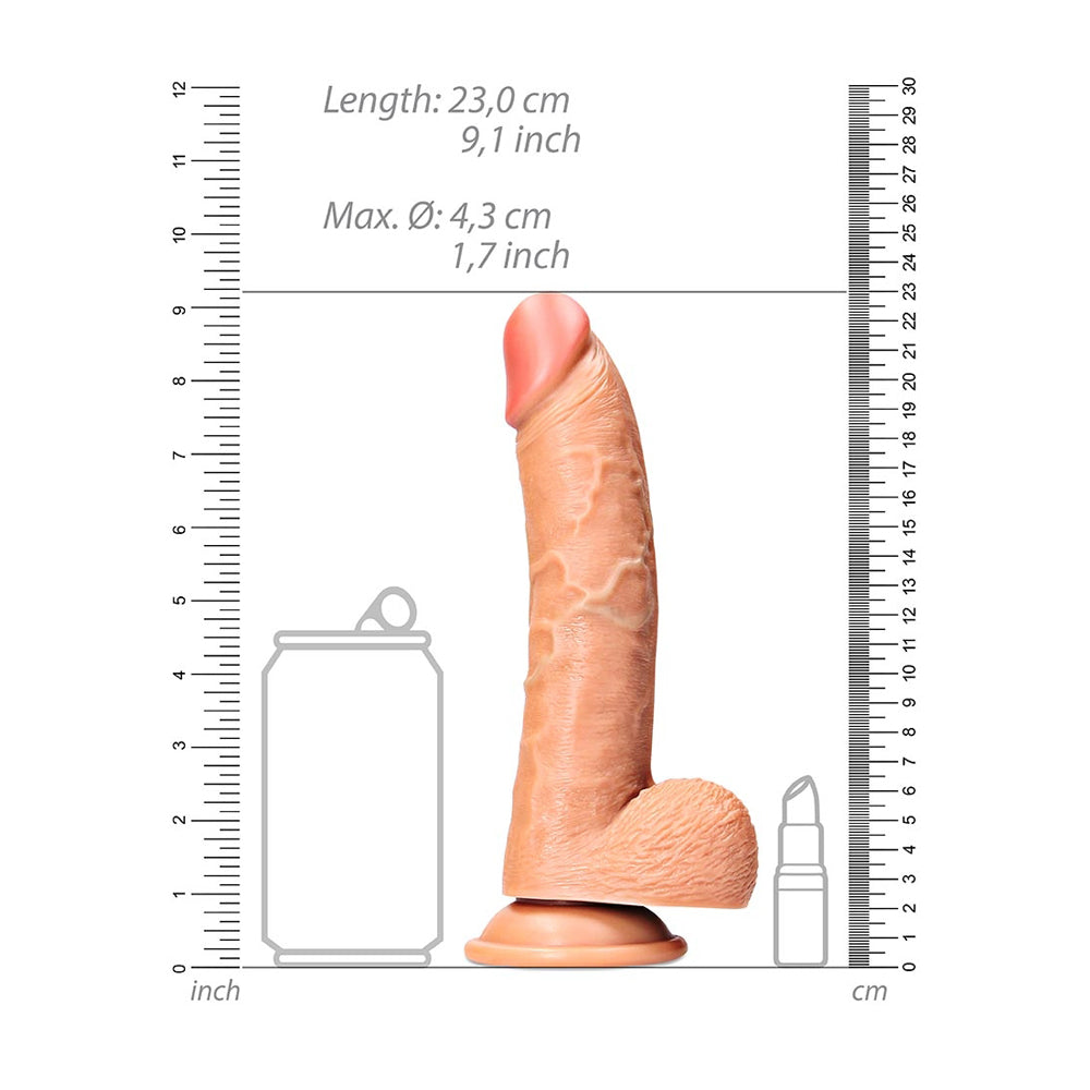 Curved Realistic Dildo With Balls And Suction Cup 8'' Tan | 7423522628621 | Available at EroticWarehouse.com