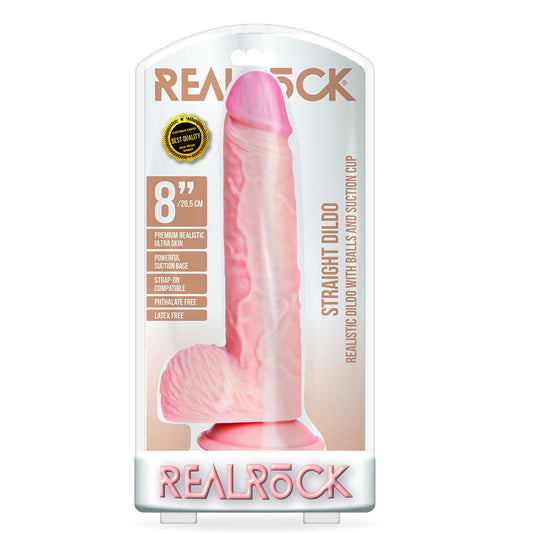 Straight Realistic Dildo With Balls And Suction Cup 8'' Flesh | 7423522628669 | Available at EroticWarehouse.com