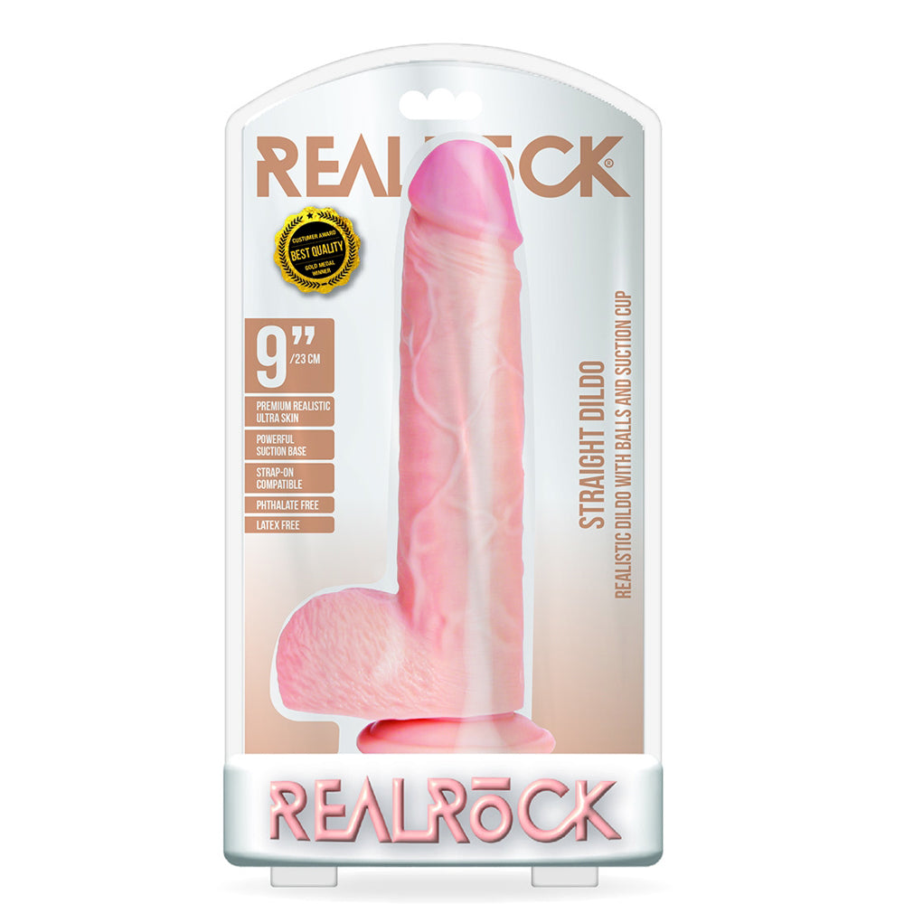 Straight Realistic Dildo With Balls And Suction Cup 9'' Flesh | 7423522628683 | Available at EroticWarehouse.com