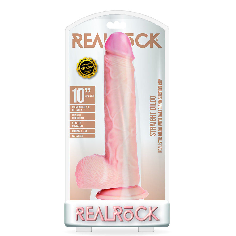 Straight Realistic Dildo With Balls And Suction Cup 10'' Flesh | 7423522629604 | Available at EroticWarehouse.com