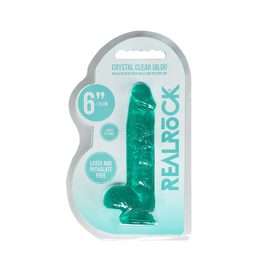 Realistic Dildo With Balls 6" Turquoise | 7423522631645 | Available at EroticWarehouse.com