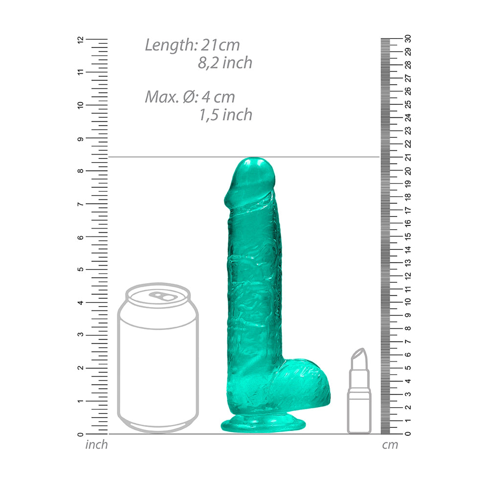 Realistic Dildo With Balls 8" Turquoise | 7423522631683 | Available at EroticWarehouse.com