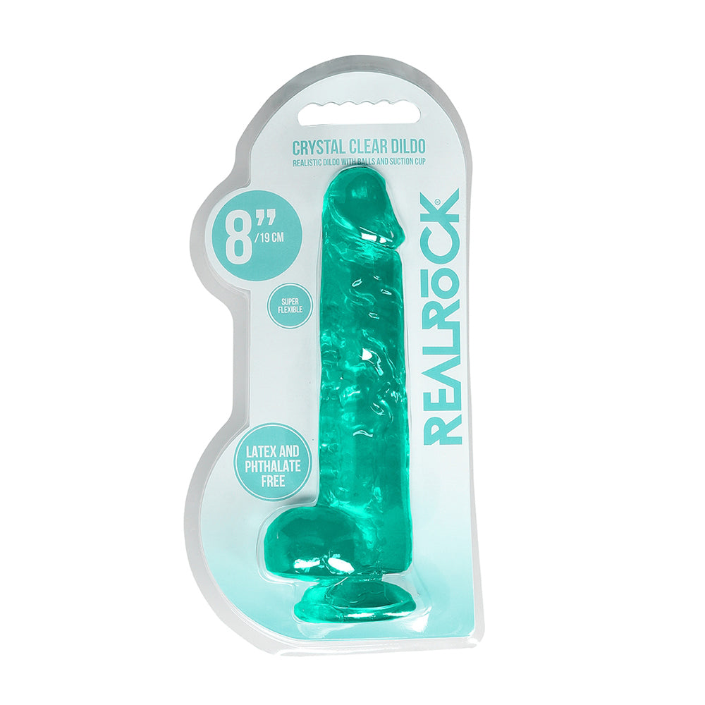 Realistic Dildo With Balls 8" Turquoise | 7423522631683 | Available at EroticWarehouse.com