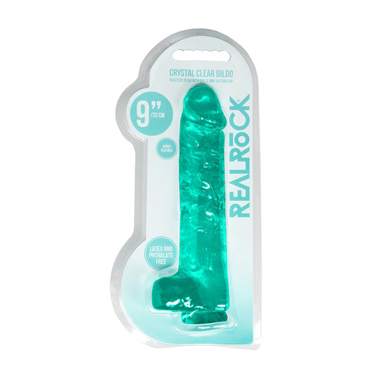 Realistic Dildo With Balls 9" Turquoise | 7423522632604 | Available at EroticWarehouse.com