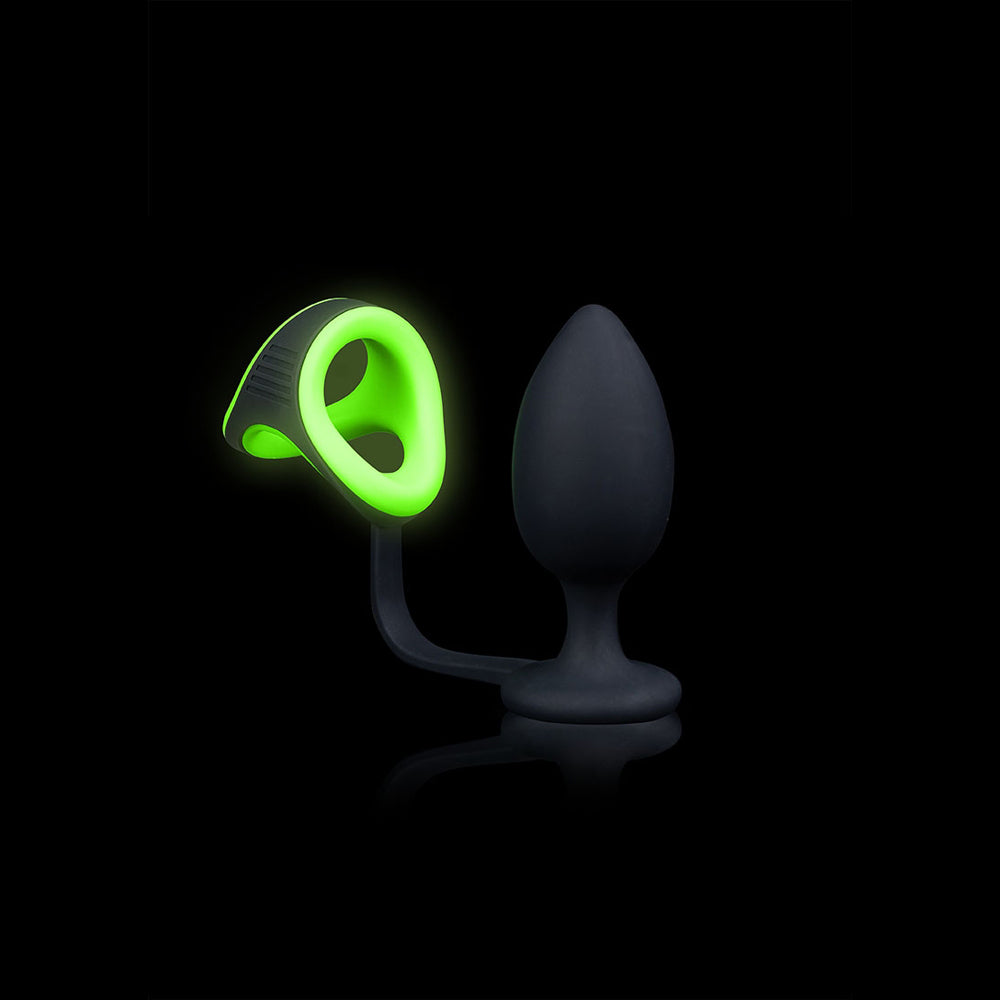 Ouch! Butt Plug With Cock Ring & Ball Strap Glow In The Dark | 7423522638668 | Available at EroticWarehouse.com