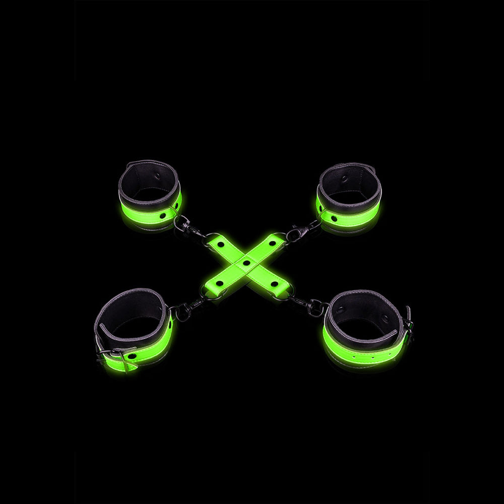 Ouch! Hand & Ankle Cuffs With Hogtie Glow In The Dark | 7423522638675 | Available at EroticWarehouse.com