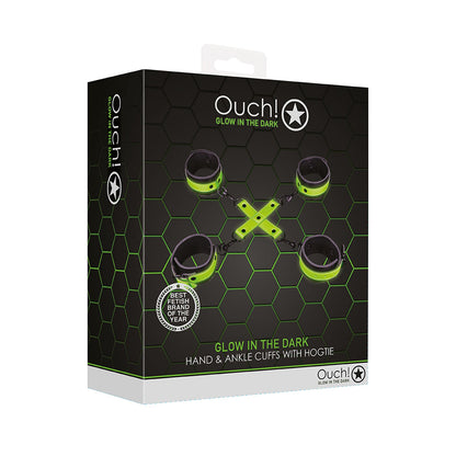 Ouch! Hand & Ankle Cuffs With Hogtie Glow In The Dark | 7423522638675 | Available at EroticWarehouse.com