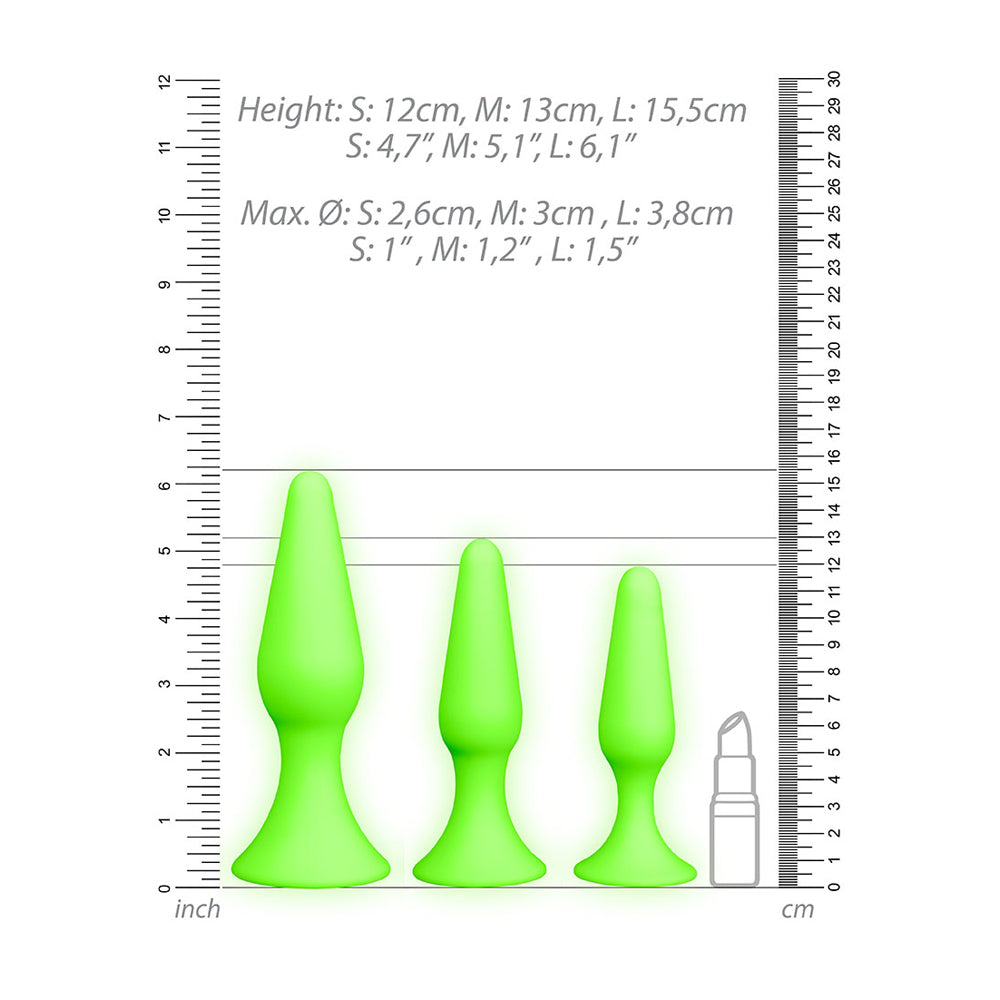 Ouch! Butt Plug Set Glow In The Dark | 7423522639672 | Available at EroticWarehouse.com