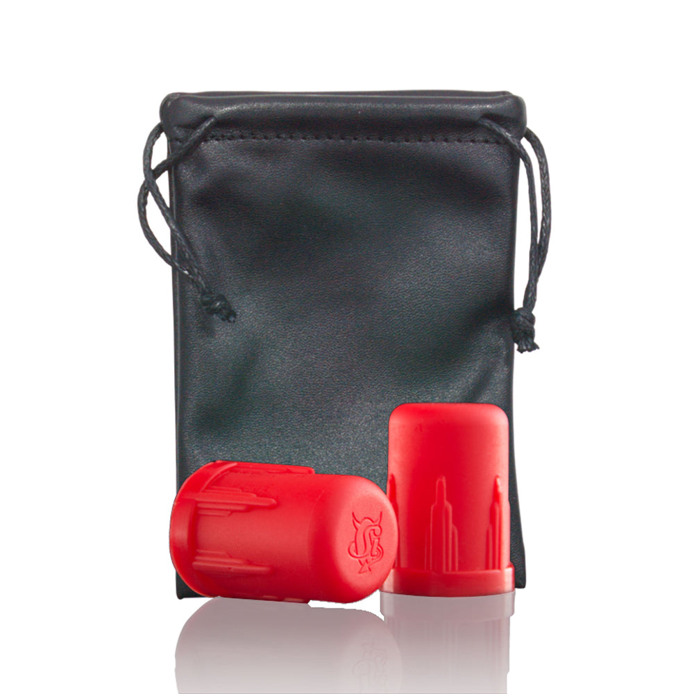 Silicone Nipple Suction Cups & Leather Pouch - Red & Black | 752875950958 | Available at EroticWarehouse.com