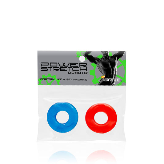 Power Stretch Donuts 2Pk Red/Blue | 752875951085 | Available at EroticWarehouse.com