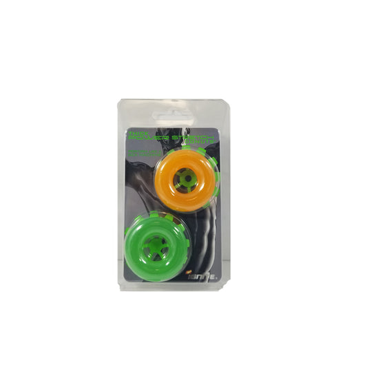 Thick Power Stretch Donuts 2 Pack Orange/Green | 752875954116 | Available at EroticWarehouse.com