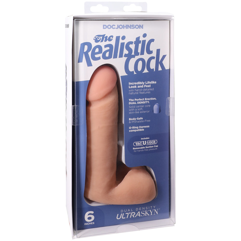 The Realistic Cock Ultraskyn 6" With Balls Vanilla | 782421005658 | Available at EroticWarehouse.com