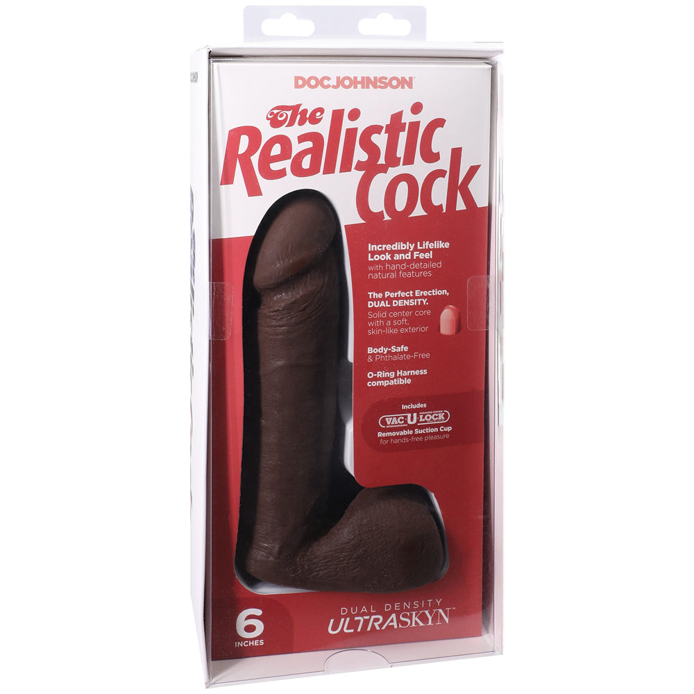The Realistic Cock Ultraskyn 6" With Balls Chocolate | 782421014292 | Available at EroticWarehouse.com