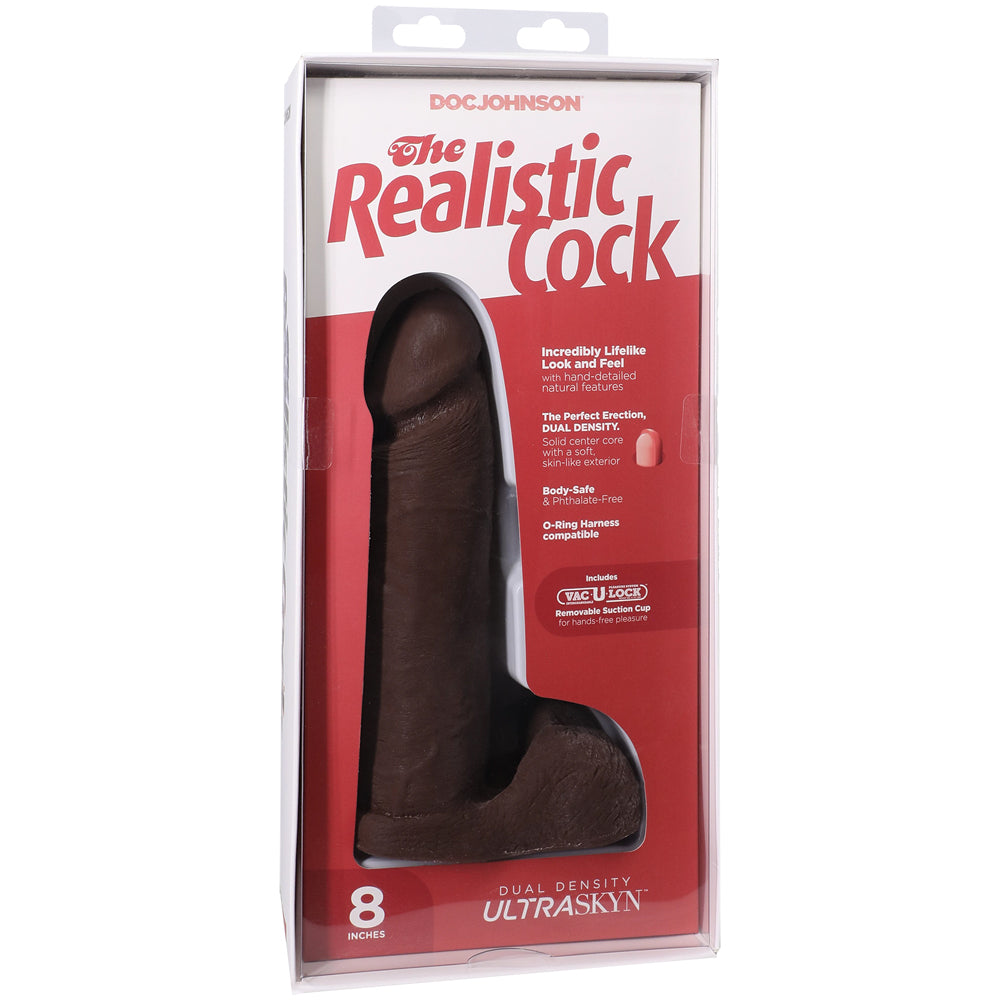 The Realistic Cock Ultraskyn 8" With Balls Chocolate | 782421014308 | Available at EroticWarehouse.com