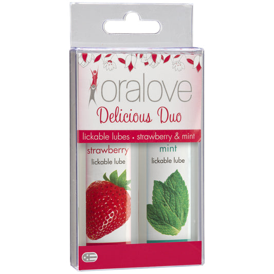 Oralove Delicious Duo Strawberry & Mint 2Pk | 782421017354 | Available at EroticWarehouse.com