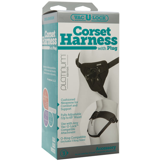 Vac-U-Lock Platinum - Corset Harness - With Plug Black | 782421018191 | Available at EroticWarehouse.com