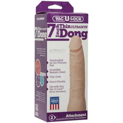 Vac-U-Lock- 7" Thin ULTRASKYN Dong - Vanilla | 782421024437 | Available at EroticWarehouse.com