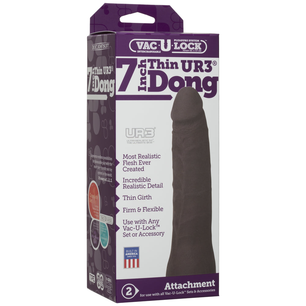 Vac-U-Lock- 7" Thin ULTRASKYN Dong - Chocolate | 782421024451 | Available at EroticWarehouse.com