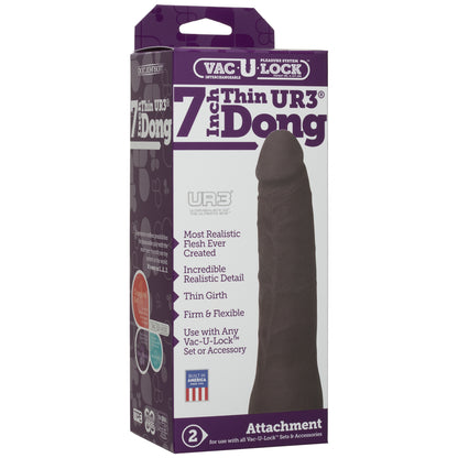 Vac-U-Lock- 7" Thin ULTRASKYN Dong - Chocolate | 782421024451 | Available at EroticWarehouse.com