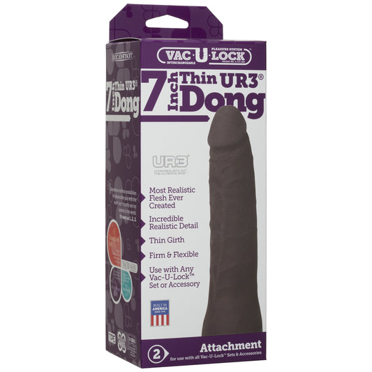 Vac-U-Lock- 7" Thin ULTRASKYN Dong - Chocolate | 782421024451 | Available at EroticWarehouse.com