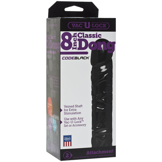 Vac-U-Lock Codeblack 8" Classic Dong Codeblack | 782421026394 | Available at EroticWarehouse.com