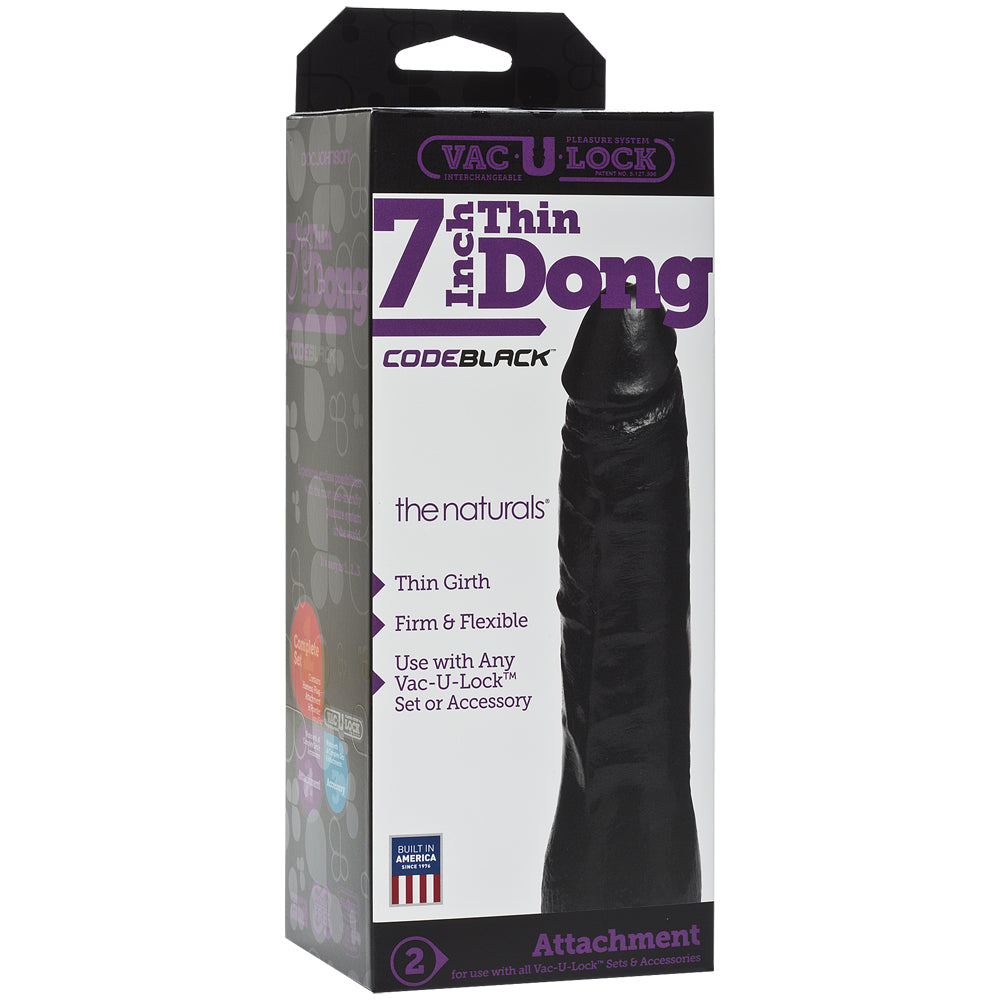 Vac-U-Lock Codeblack 7" Thin Dong The Naturals Codeblack | 782421026400 | Available at EroticWarehouse.com