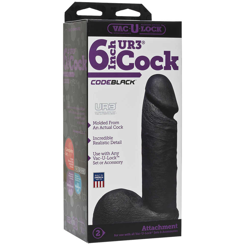 Vac-U-Lock Codeblack 6" Ultraskyn Cock Codeblack | 782421027506 | Available at EroticWarehouse.com