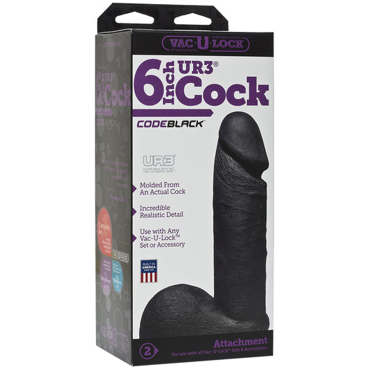 Vac-U-Lock Codeblack 6" Ultraskyn Cock Codeblack | 782421027506 | Available at EroticWarehouse.com