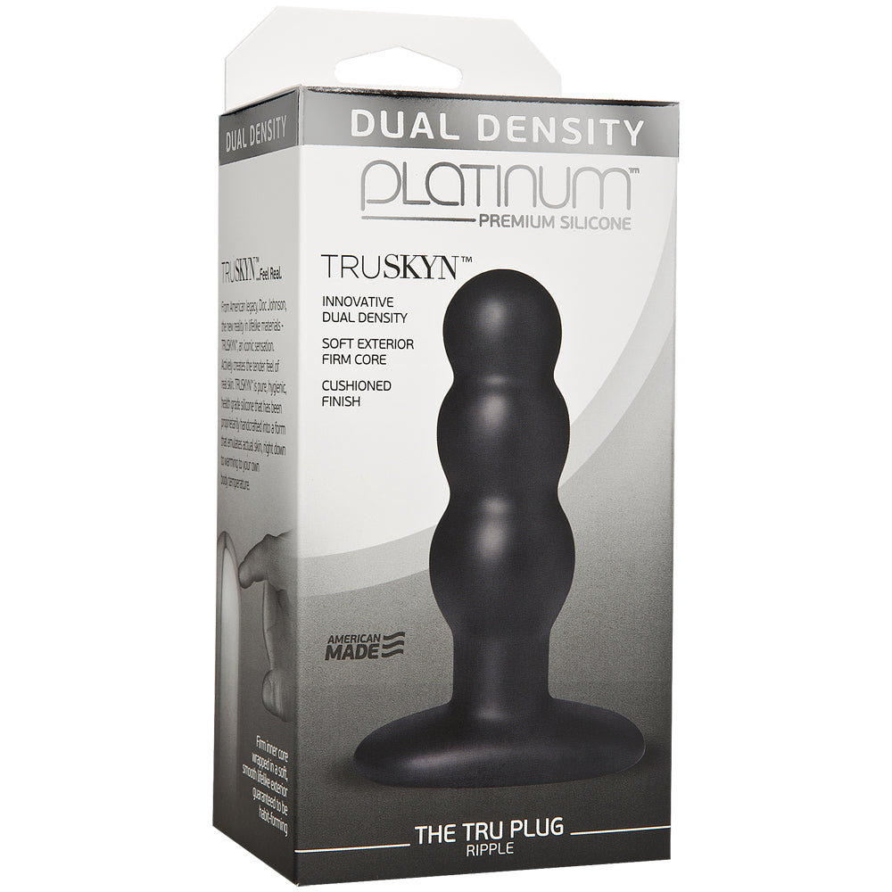 Platinum Premium Silicone Truskyn The Tru Plug Ripple Black | 782421032111 | Available at EroticWarehouse.com