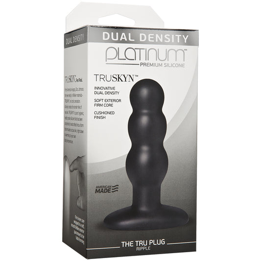 Platinum Premium Silicone Truskyn The Tru Plug Ripple Black | 782421032111 | Available at EroticWarehouse.com