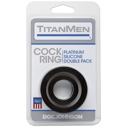 Titanmen Silicone Cock Rings Double Pack Black | 782421055660 | Available at EroticWarehouse.com