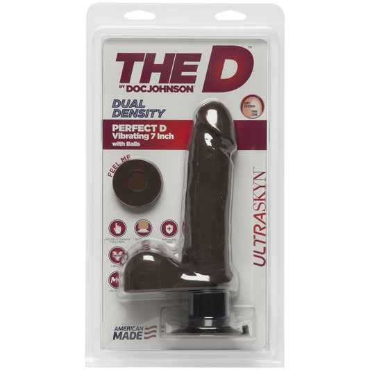 The D Perfect D Vibrating 7" With Balls Ultraskyn Chocolate | 782421058982 | Available at EroticWarehouse.com