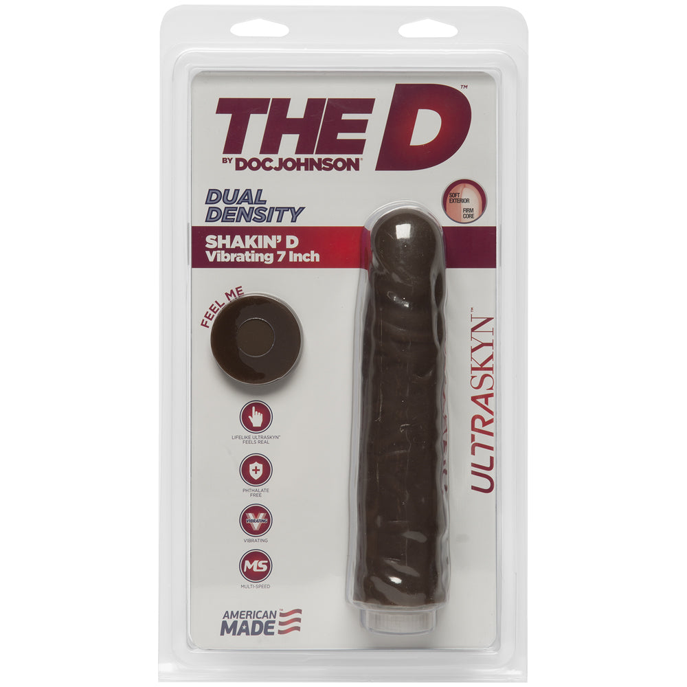 The D Shakin' D Vibrating 7" ULTRASKYN Chocolate | 782421059040 | Available at EroticWarehouse.com