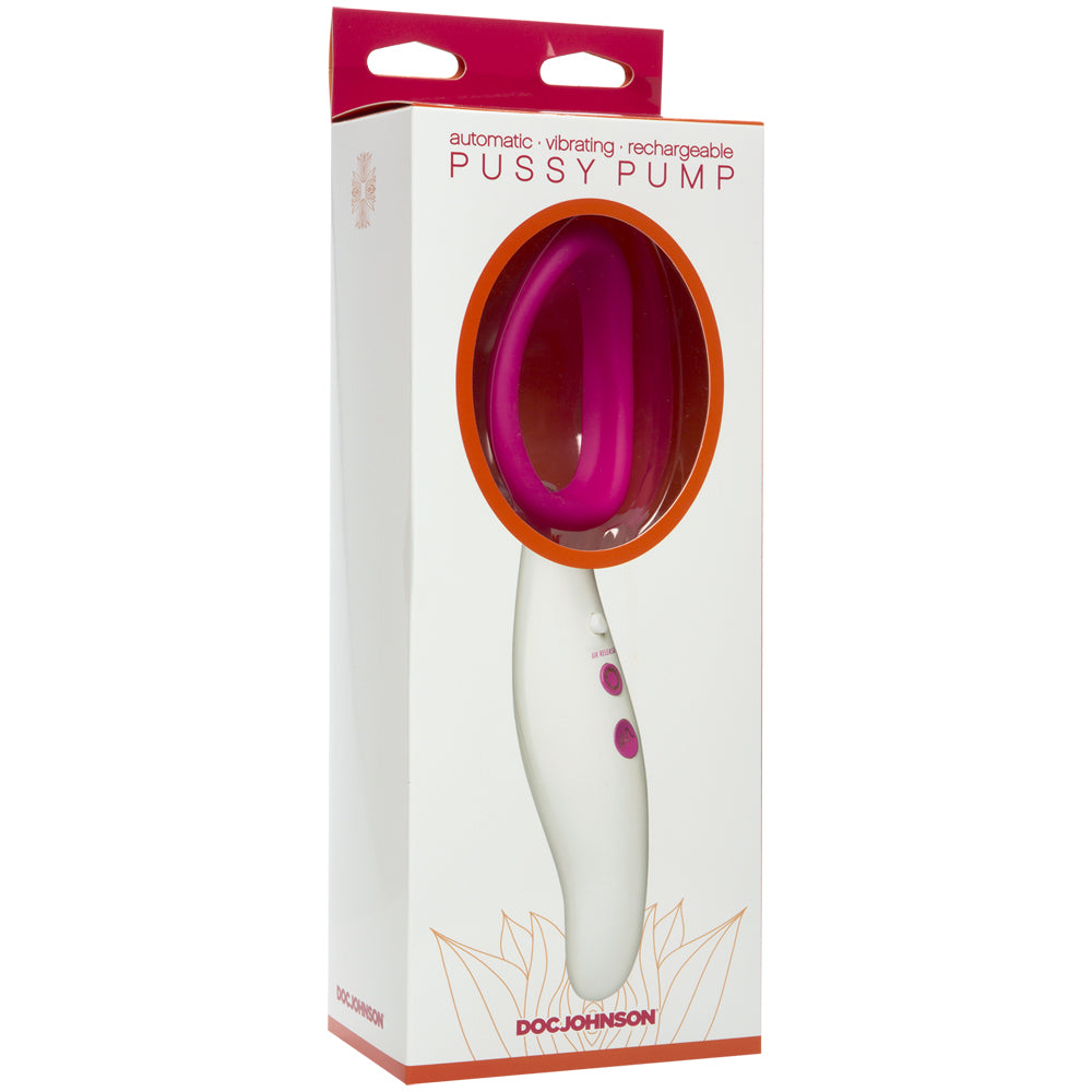 Automatic Vibrating Rechargeable Pussy Pump Pink/White | 782421065119 | Available at EroticWarehouse.com