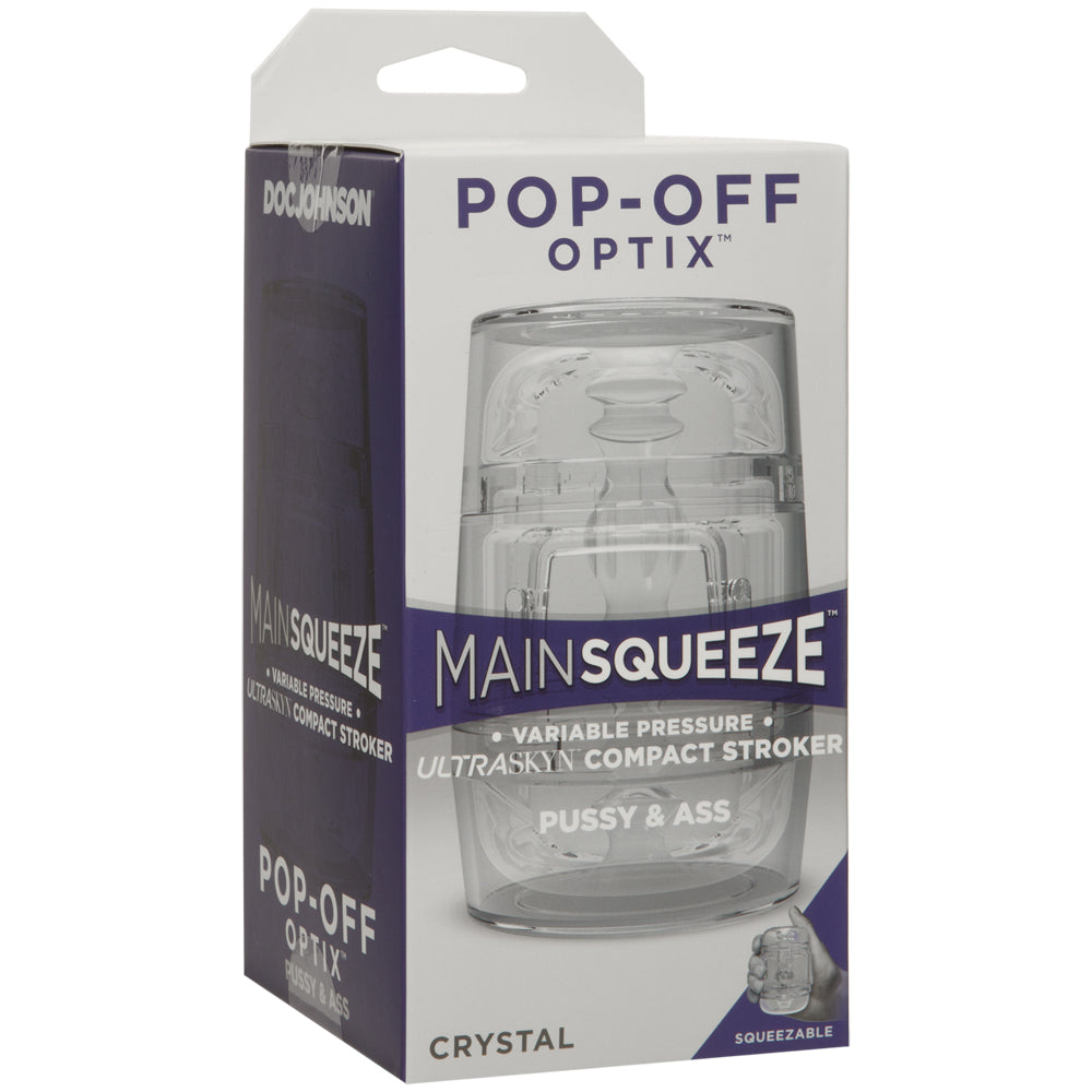 Main Squeeze Pop-Off Optix ULTRASKYN Compact Stroker Pussy & Ass Clear | 782421067304 | Available at EroticWarehouse.com
